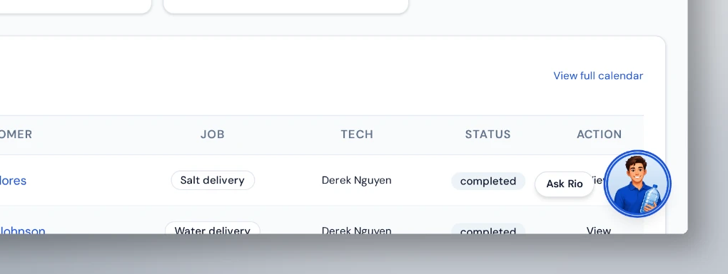 Purio dashboard with the Ask Rio assistant available in the corner of the workspace