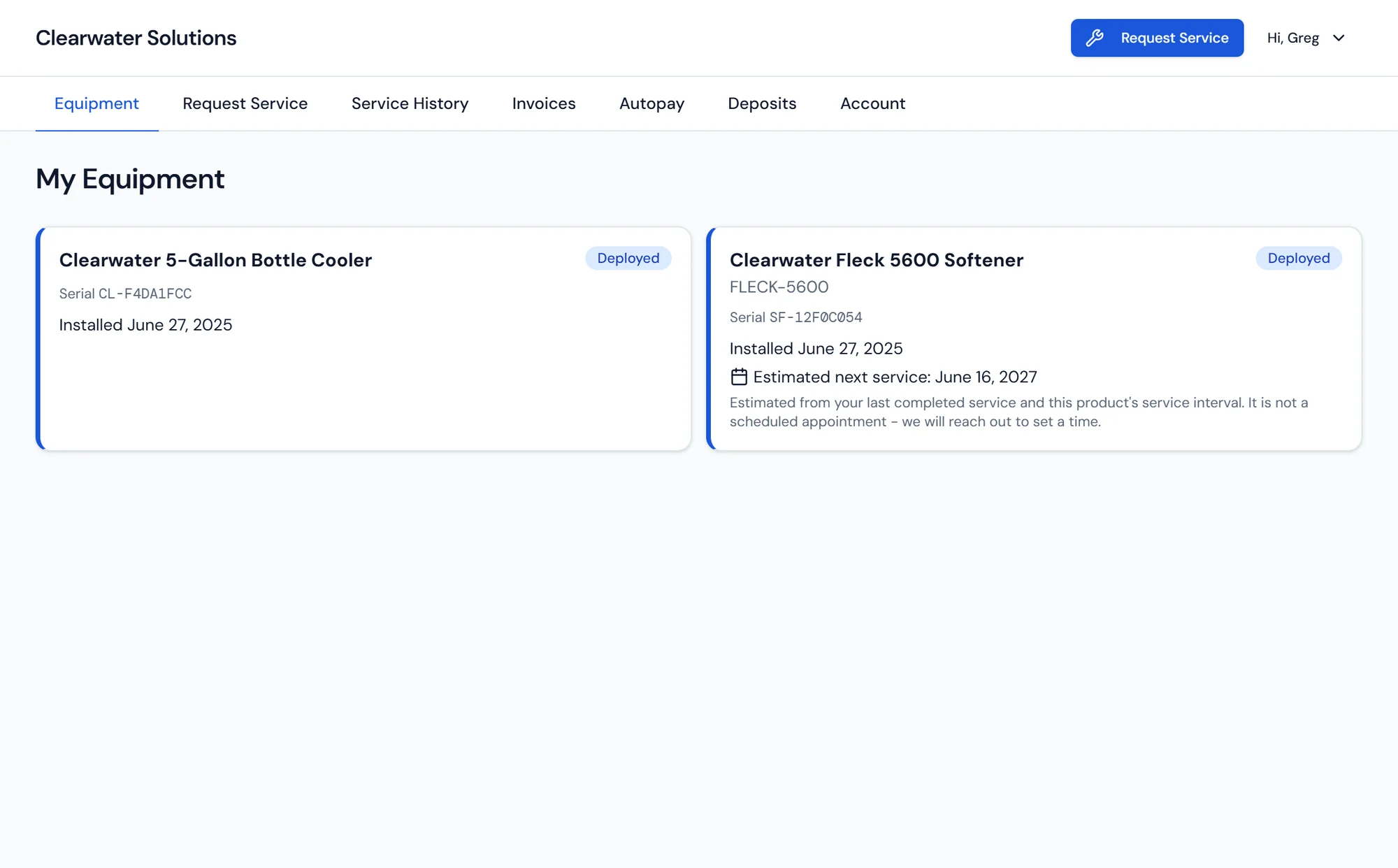 Purio customer portal dashboard
